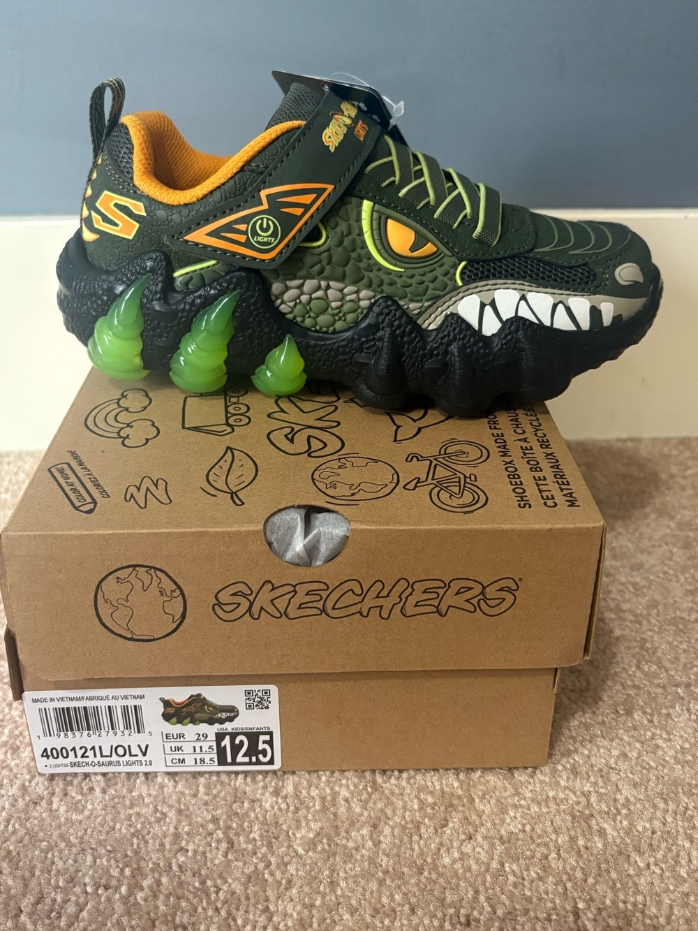 🦖 Skechers Skech-O-Saurus Light-Up Sneakers – Kids 12.5